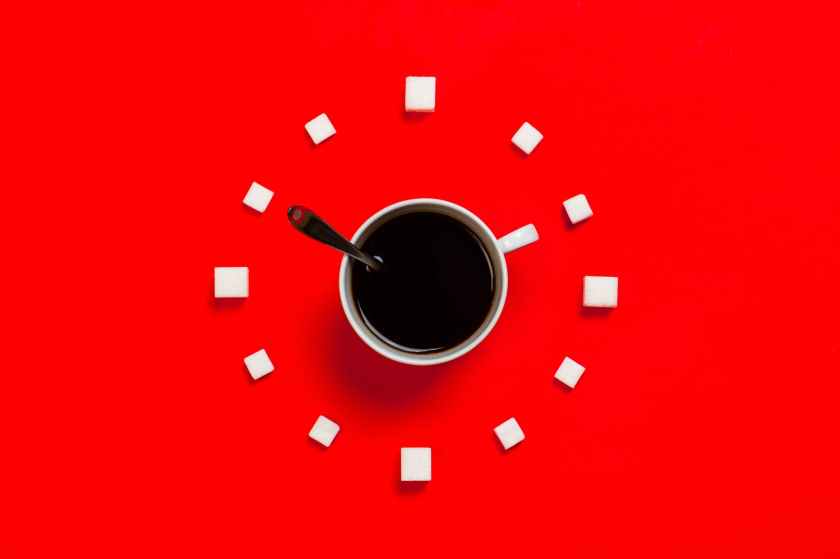 white mug on red background